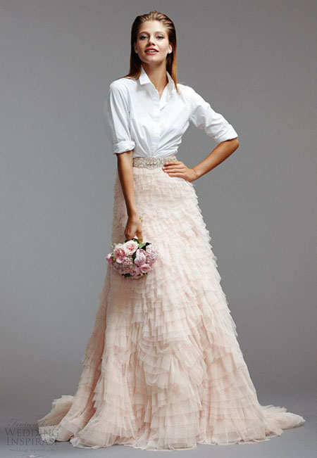 jupe rose de mariée avec chemise