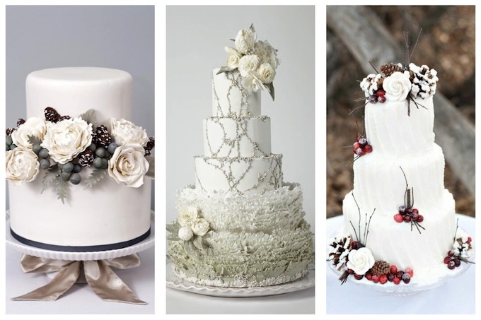 gâteaux des mariés sur le thème mariage d'hiver