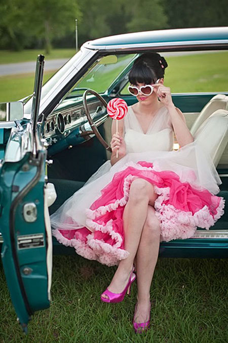 robe rockabilly blanche et rose